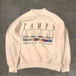 Tampa Harbour Island Florida Graphic Crewneck Sweatshirt - White